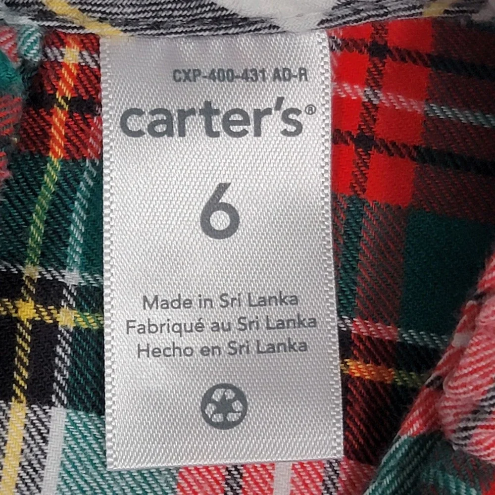 Carters Plaid Top Girls Sz 6 Red Green Blouse‎ Christmas Holiday Festive Party